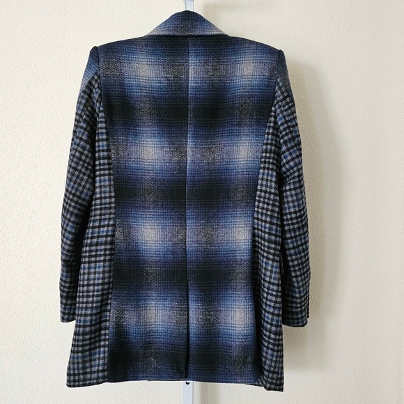 AVEC LES FILLES Wool Blend Double Breasted Mixed Plaid Blazer Jacket Sz S - Picture 3 of 15